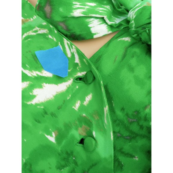 Vintage Dress 50s Floral Green Bow Vogue Women Small Pin Up Skater Rockabilly - Picture 11 of 13